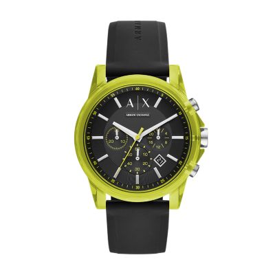 Chronograph Black Silicone Watch 