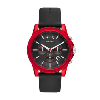 red armani exchange watch