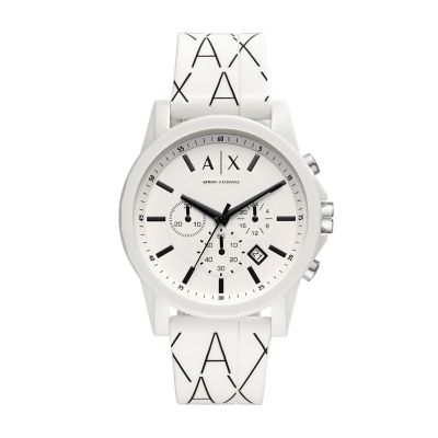 Geschenkset Armband Exchange - Watch Silikon blau Uhr - Station Chronograph AX7128 Armani