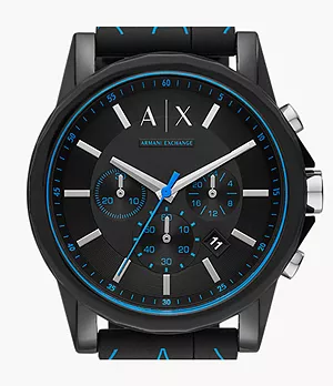 Armani Exchange Chronograph Black Silicone Watch