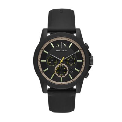 Armani Exchange Chronograph Black Silicone Watch