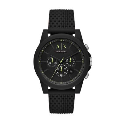 Black Armani Watch Silicone Station Chronograph - - Exchange Watch AX1344