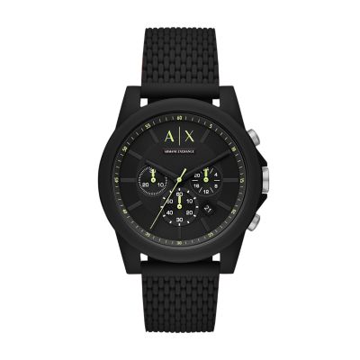 Armani Exchange Chronograph Black Silicone Watch AX1344 Watch