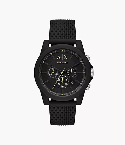 AX1344 Station Silicone Black Armani - Watch Watch - Exchange Chronograph