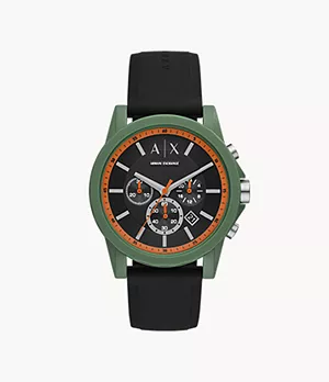 Montre chronographe en silicone noir Armani Exchange