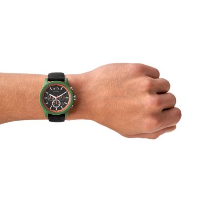 Armani Exchange Chronograph Black Silicone Watch - AX1348 - Watch Station