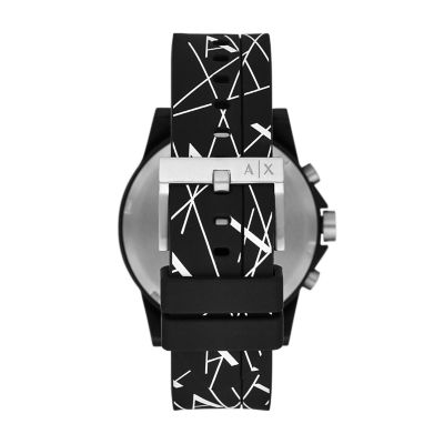 Armani exchange black outlet silicone watch