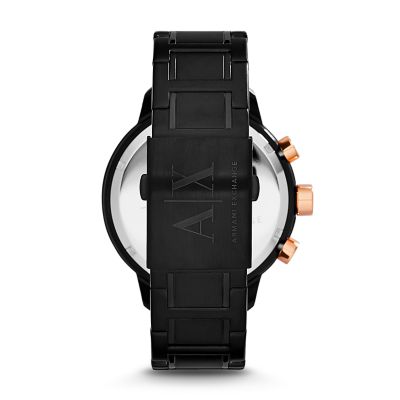 Montre Armani Exchange chronographe en acier inoxydable, noire