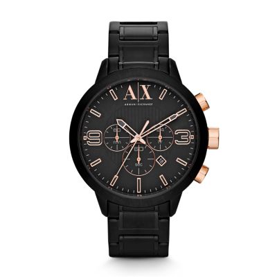 Chronograph Black Stainless Steel Watch 