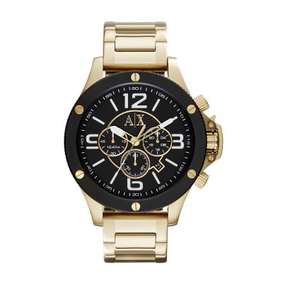 armani exchange gold plated watch