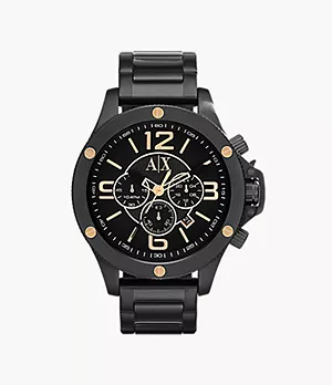 Montre chronographe en acier inoxydable noir Armani Exchange