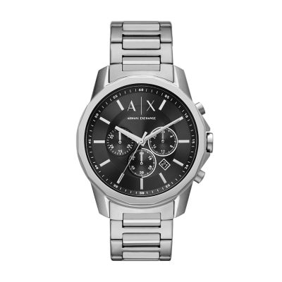 Armani Exchange Men's Stainless Steel Chronograph Dress Watch, Silver  Steel, Quartz Watch