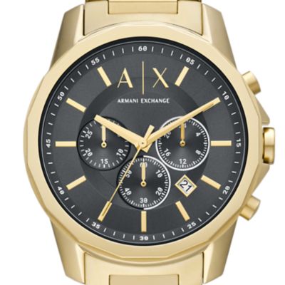 Montre Armani Exchange chronographe en acier inoxydable, dorée