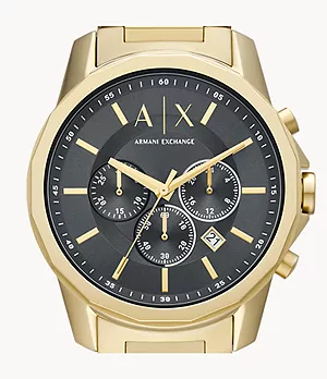 Montre chronographe en acier inoxydable de ton or Armani Exchange