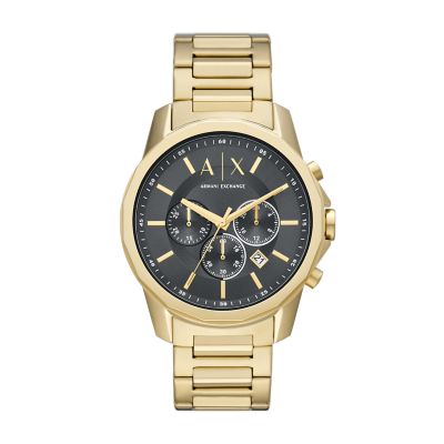 Mens gold chronograph outlet watch