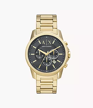 Montre Armani Exchange chronographe en acier inoxydable, dorée