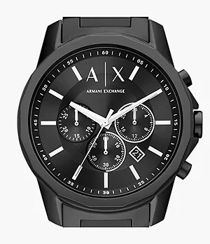 Montre chronographe Armani Exchange en acier inoxydable, noire
