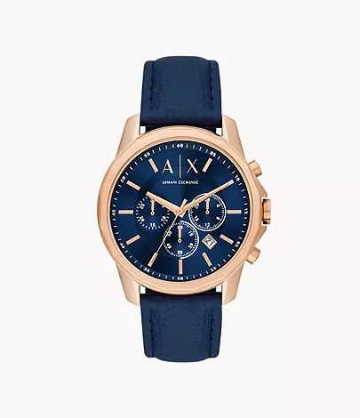 Armani Exchange Chronograph Blue Leather Watch - AX1723 - Watch Station