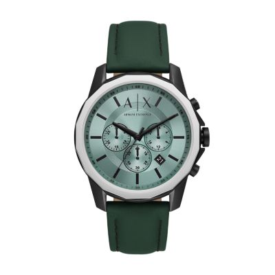 Armani Exchange Chronograph Watch Leather - - Station Watch Green AX1725