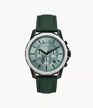 Armani Exchange Chronograph Green Leather Watch