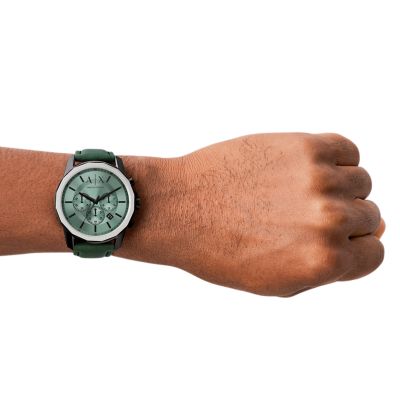 Armani Exchange Chronograph Green - AX1725 Leather Watch Watch - Station