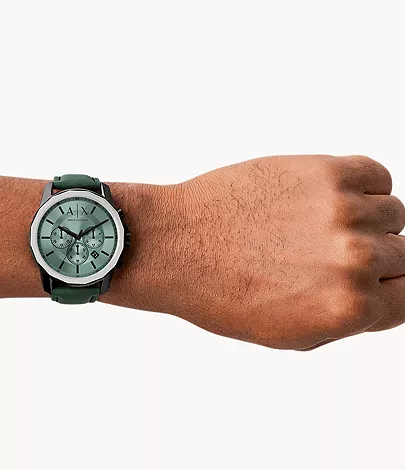 Armani Exchange Chronograph Green Leather Watch - AX1725 - Watch Station