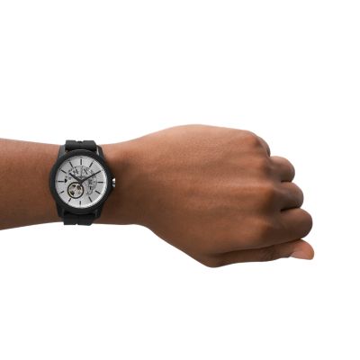 Armani Exchange Automatic Black - Watch Station Silicone Watch AX1726 