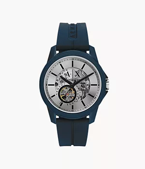 Armani Exchange Automatic Blue Silicone Watch