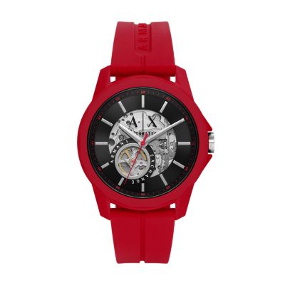 - - Watch Watch Station AX1728 Silicone Automatic Exchange Red Armani