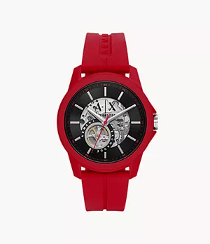 Armani Exchange Automatic Red Silicone Watch