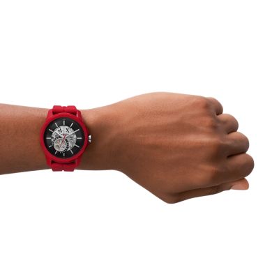 Armani Exchange Automatic Red Silicone Watch - AX1728 - Watch Station