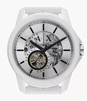 Armani Exchange Uhr Automatikwerk Silikon weiß