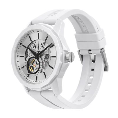 Station Exchange Watch Silicone AX1729 White Armani - - Watch Automatic