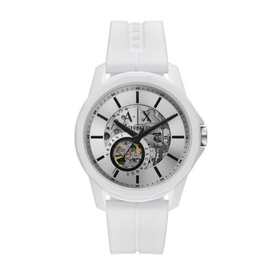 - - Armani Silicone Watch Exchange White Station Watch Automatic AX1729
