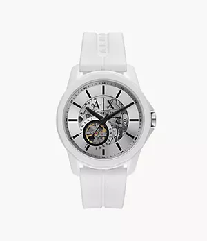 Armani Exchange Automatic White Silicone Watch
