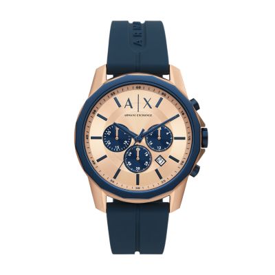 Armani Exchange Chronograph Blue Silicone Watch - AX1730 - Watch