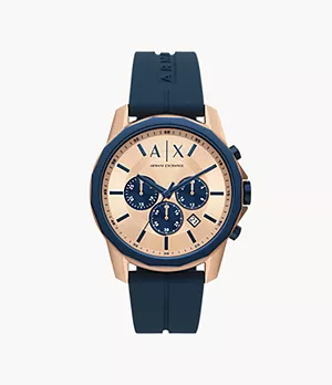 Montre chronographe en silicone bleu Armani Exchange