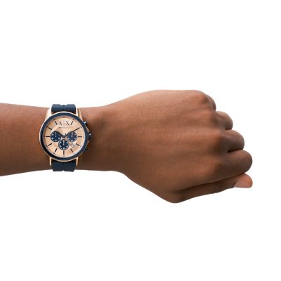 - Chronograph Silicone Exchange Armani Station - Blue AX1730 Watch Watch