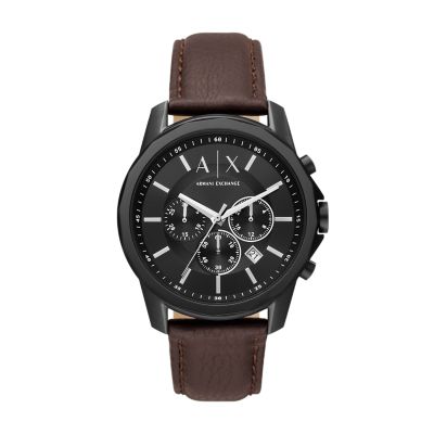 Armani Exchange Chronograph Brown Leather - Watch - Watch Station AX1732