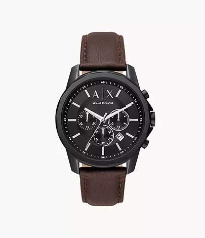 Armani Exchange Chronograph Brown Leather Watch - AX1732 - Watch Station