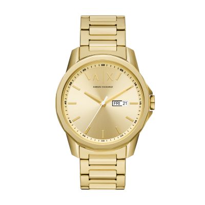 Armani Exchange Three-Hand Gold-Tone Stainless Steel Watch