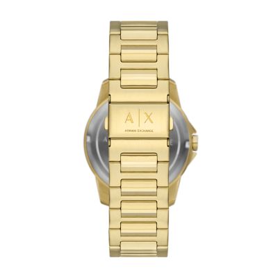 AX1737 Stainless Moonphase Watch - Station Steel - Exchange Multifunction Watch Gold-Tone Armani