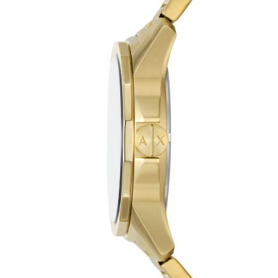 AX1737 Gold-Tone Station Watch Watch Moonphase Steel Multifunction Armani Stainless - - Exchange