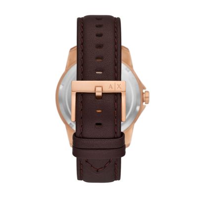 Exchange Three-Hand Watch Watch - Station - Day-Date Brown Armani Leather AX1740