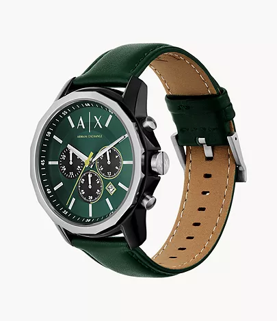 Armani Exchange Chronograph Green Leather Watch - AX1741 - Watch Station