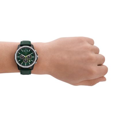 Station Green Exchange Watch Leather Armani - Watch - Chronograph AX1741