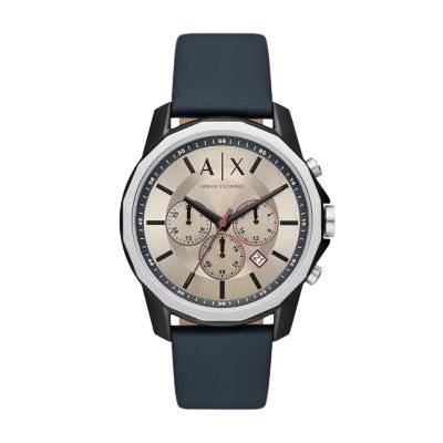 Armani Exchange Chronograph Blue Leather Watch - AX1744 - Watch Station