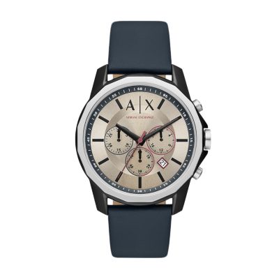 Armani exchange watch outlet leather strap