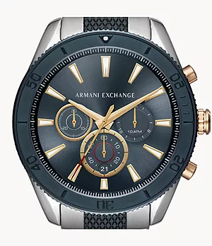 Montre chronographe en acier inoxydable bicolore Armani Exchange