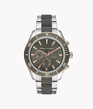 Montre Armani Exchange chronographe en acier inoxydable, bicolore